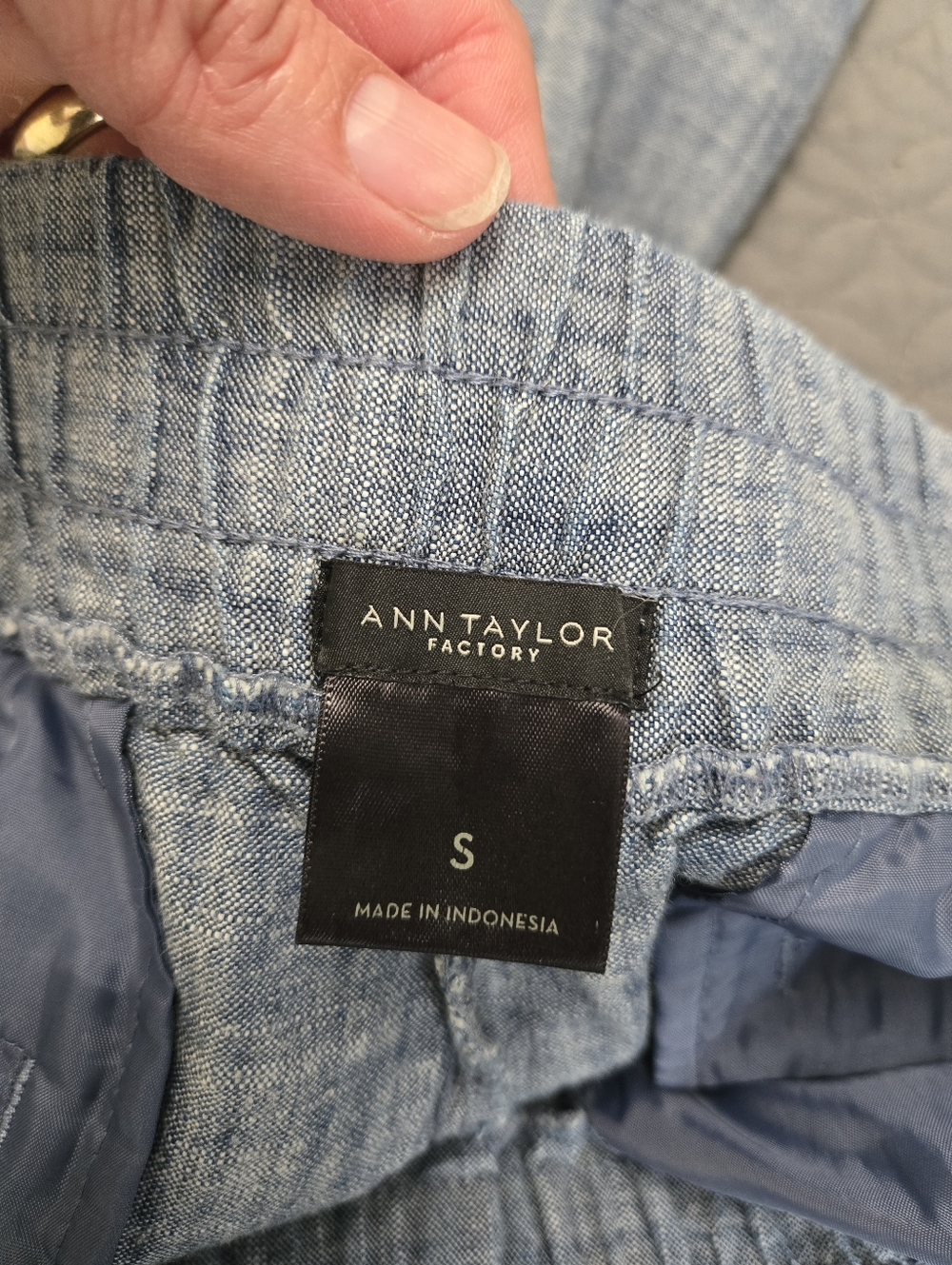 Light Blue Cotton Drawstring Pants - Picture 3 of 9
